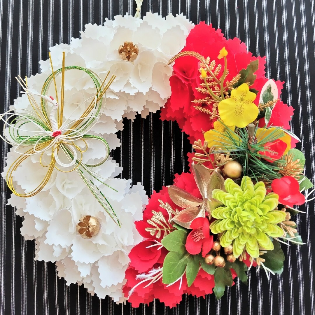 44 フラワーリース クリスマスリース 布リース ファブリックリース