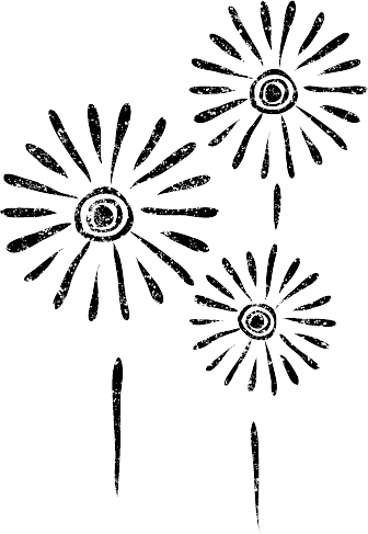 打ち上げ花火 白黒夏の花火・縁日の無料イラスト ミニカット・クリップアート素材