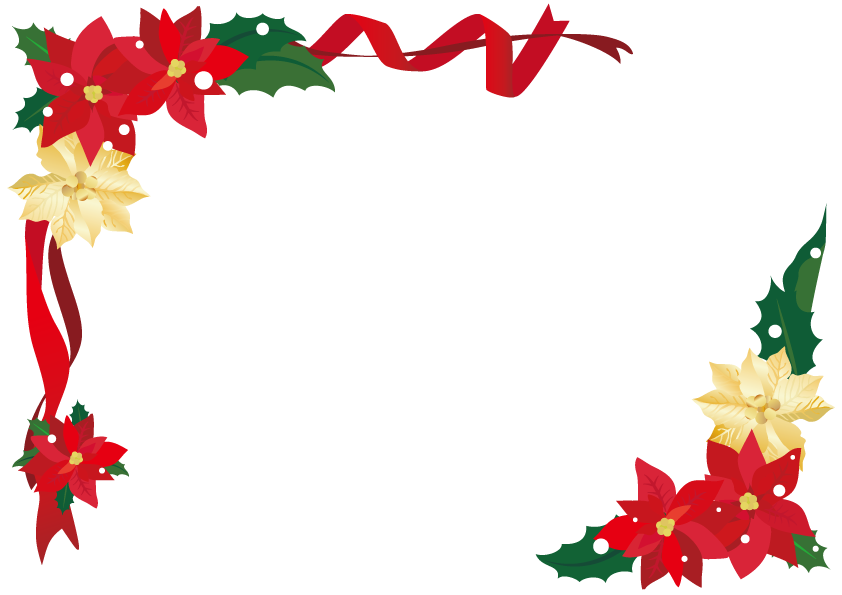 クリスマス・ポインセチアのフレーム・枠素材02イラスト無料・かわいいテンプレート