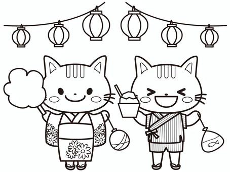 塗り絵 夏祭りイラスト・フリー素材なら「シンテリ」