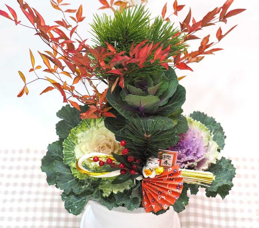 楽天市場 お正月飾り 葉ボタンのハンギングバスケット寄せ植え 黄Mサイズ│葉牡丹 ビオラ 正月 しめ縄 しめ飾り しめ縄飾り 屋外 おしゃれ 正月飾り洋風 玄関 ハボタン 花アレンジメント リース 鉢 冬 バスケット 生花 フラワーギフト パンジー 販売 : 花うるる〜花で