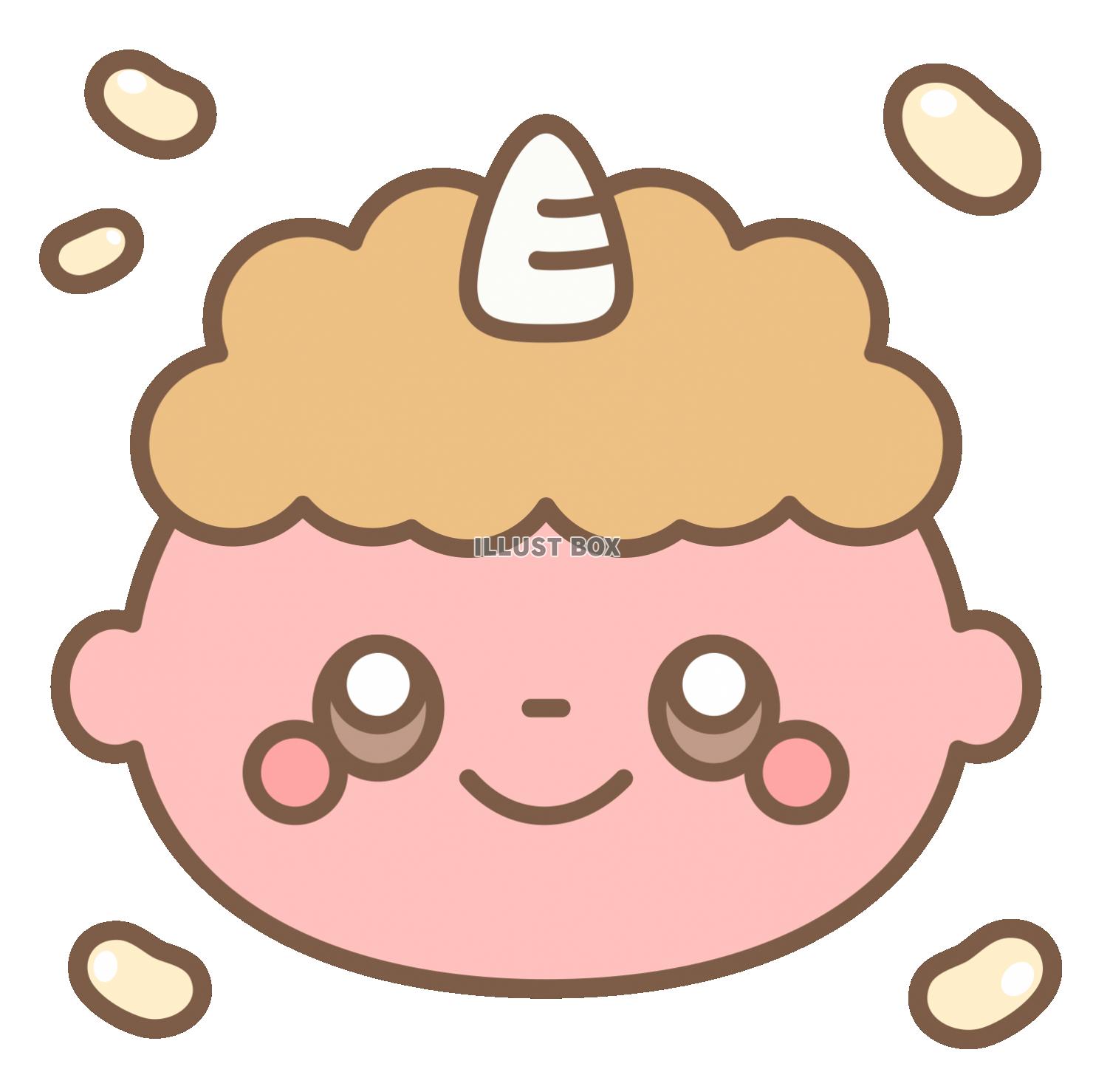 鬼のお面かわいい手描きの無料素材「てがきっず」保育園・小学校・介護施設にぴったりのフリー素材イラスト