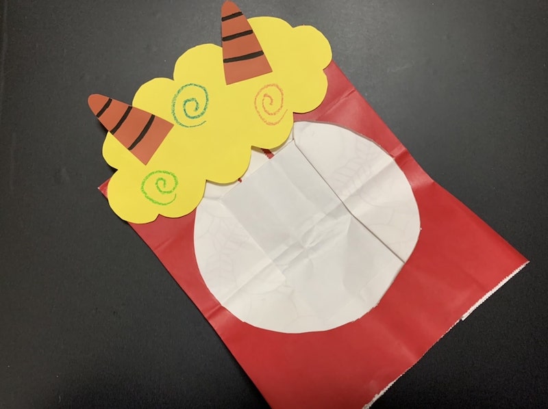 保育 製作 節分にぴったり！紙袋で作る鬼のかぶり物