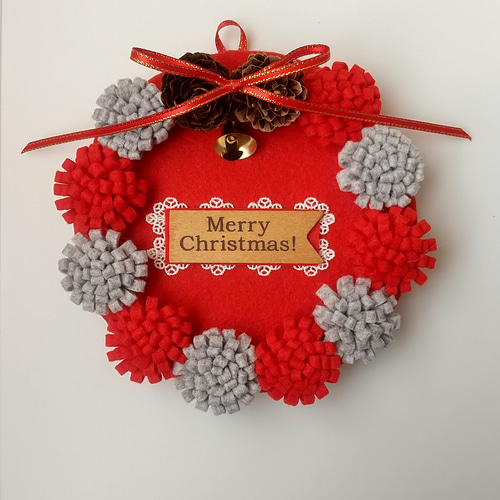ハンドメイド☆フェルト☆クリスマス☆フレーム飾り③☆リース☆ツリー クラフト・布製品