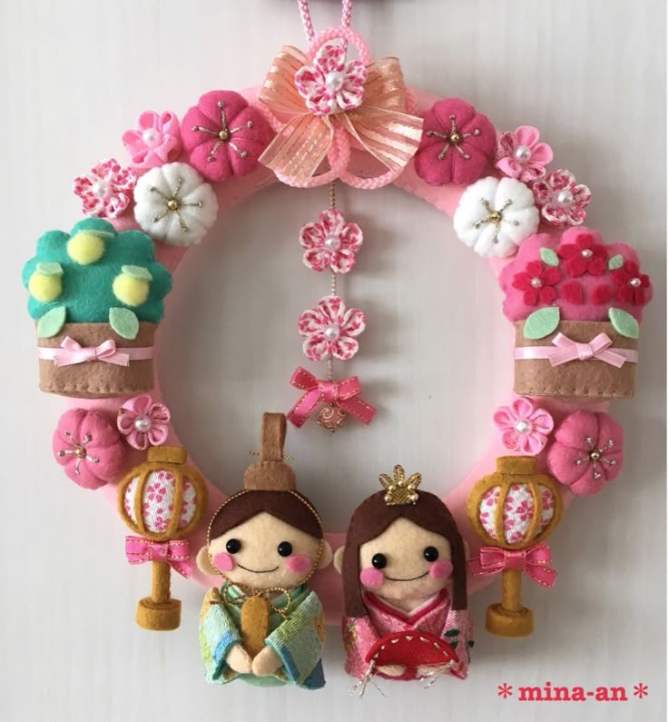 Yahoo!オークション - ハンドメイド フェルト ひな祭りリース 桃の節句