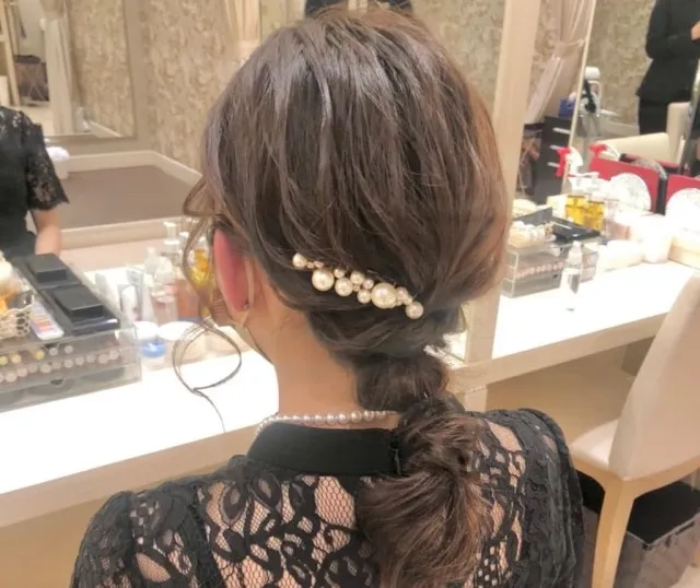 お呼ばれヘア 編みおろし ミディアム ロング 結婚式 夏：L193578087ガーデンヨコハマエスト GARDEN YOKOHAMAest のヘアスタイルホットペッパービューティ